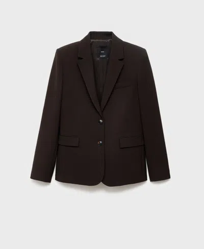 Mango Straight-fit Suit Blazer Chocolate In Black