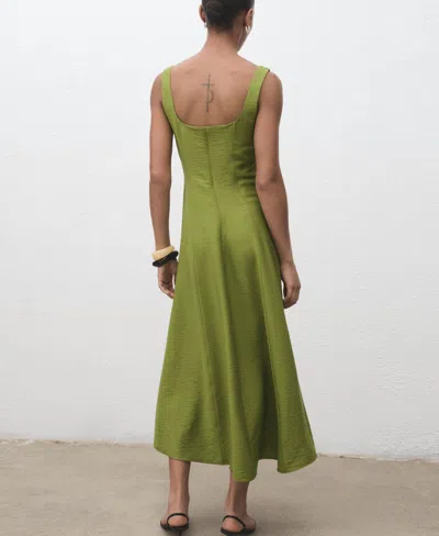 Mango Robe Midi Coutures Vert - Femme - Xxl -  In Green
