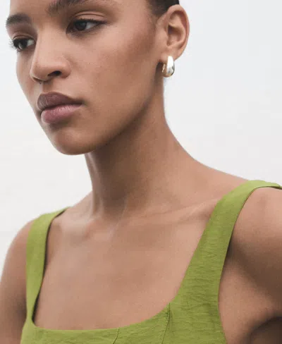 Mango Robe Midi Coutures Vert - Femme - Xxl -  In Green