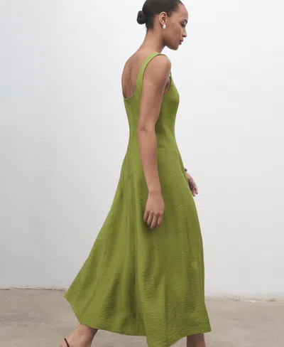 Mango Robe Midi Coutures Vert - Femme - Xxl -  In Green