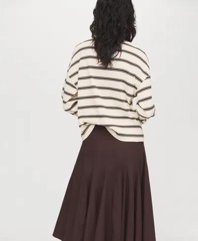 Mango Striped Cotton-blend Sweatshirt Ecru In Neutral