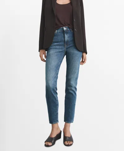 Mango Claudia Slim-fit Cropped Jeans Dark Blue In Blue