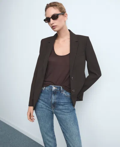 Mango Claudia Slim-fit Cropped Jeans Dark Blue In Blue