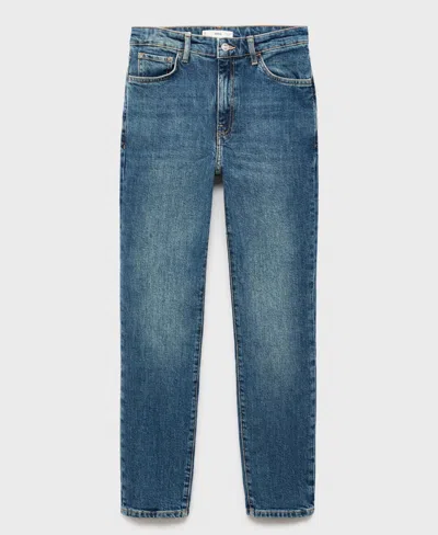 Mango Claudia Slim-fit Cropped Jeans Dark Blue In Blue