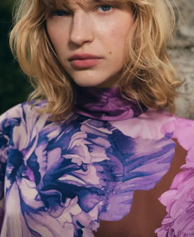 Mango Women's Floral Scarf Blouse In Multi