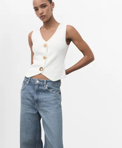 Mango Knitted Waistcoat With Jewel Buttons White In Multi