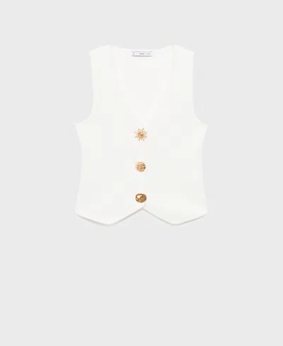 Mango Knitted Waistcoat With Jewel Buttons White In Multi