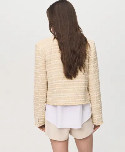 Mango Tweed Jacket With Jewel Buttons Beige In Multi