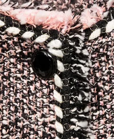 Mango Pocket Tweed Jacket Black In Animal Print