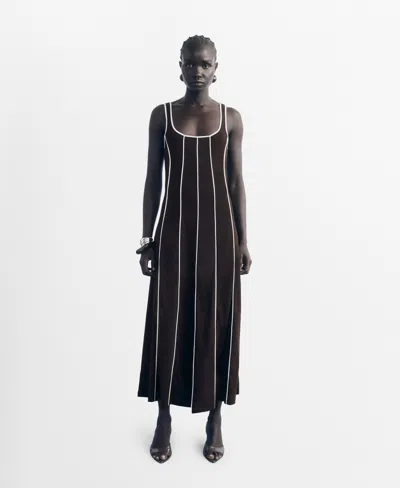 Mango Women's Striped Cotton Dress In Brown