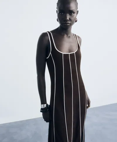 Mango Women's Striped Cotton Dress In Brown