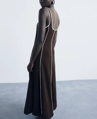 Mango Women's Striped Cotton Dress In Brown