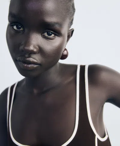 Mango Women's Striped Cotton Dress In Brown