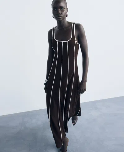 Mango Women's Striped Cotton Dress In Brown