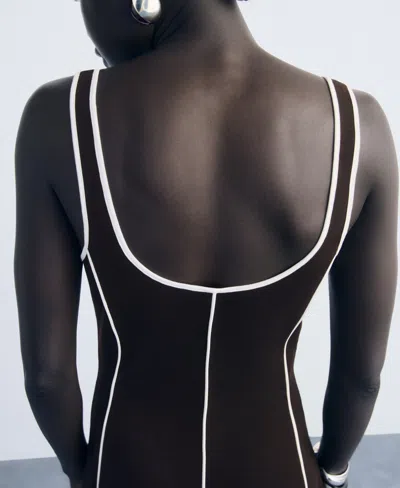 Mango Women's Striped Cotton Dress In Brown