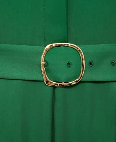 Mango Lyocell Shirt Dress Green In Green