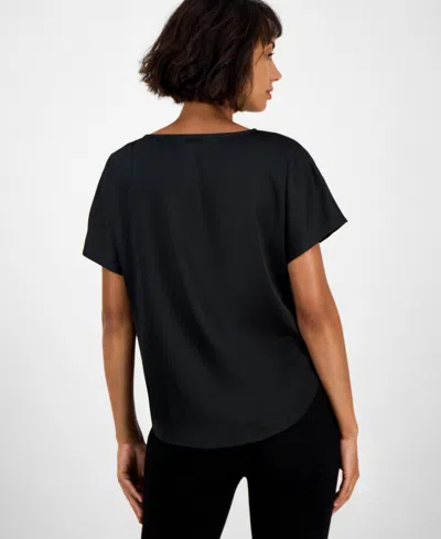 Anne Klein Women's Short-sleeve Beaded Blouse In Blue