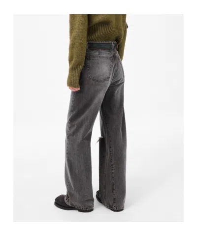 Our Legacy Distressed Wide-leg Jeans With Faded Black Wash In Gray