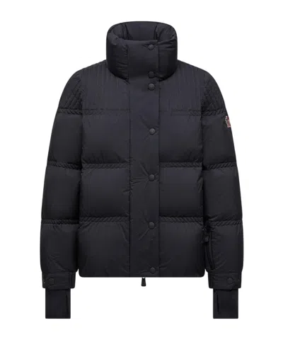 Moncler High Collar Quilted Nylon Outerwear In Black