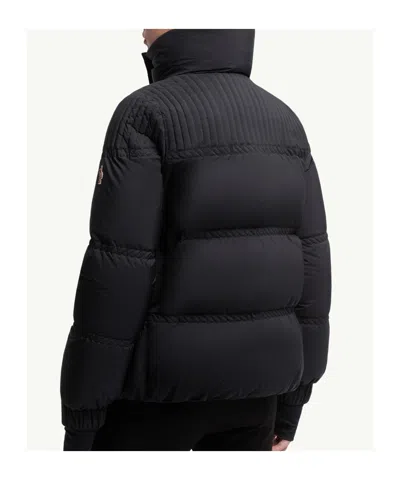 Moncler High Collar Quilted Nylon Outerwear In Black