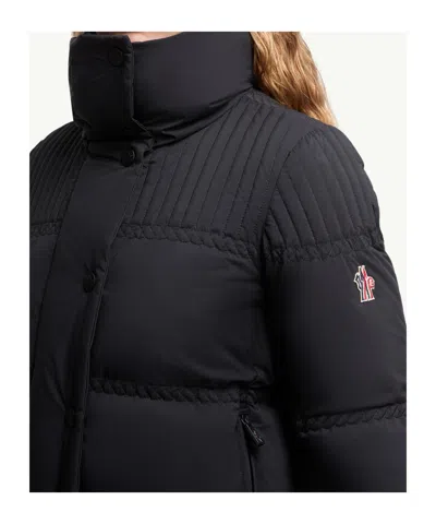 Moncler High Collar Quilted Nylon Outerwear In Black