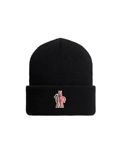 Moncler Relaxed Style Ribbed Cuff Hat In Black