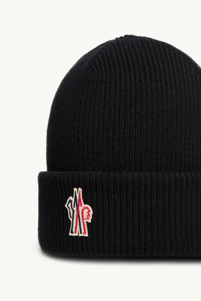 Moncler Relaxed Style Ribbed Cuff Hat In Black