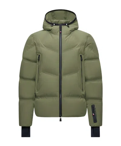 Moncler Nylon Down Jacket Featuring Adjustable Elements In Green