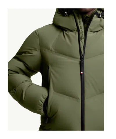 Moncler Nylon Down Jacket Featuring Adjustable Elements In Green