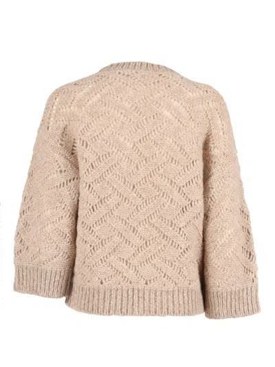 Peserico Textured Zigzag Knit Sweater With Metallic Thread In Neutral