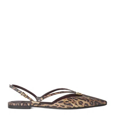 Fendi Ffold Leopard-printed Snake Leather Slingback Flats In Animal Print