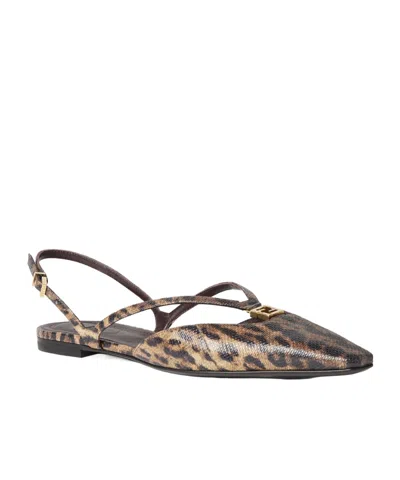 Fendi Ffold Leopard-printed Snake Leather Slingback Flats In Animal Print