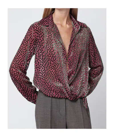 Dries Van Noten Pink Polka Dot Silk Blend Shirt Women In Pink