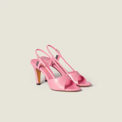 Miu Miu Ayer Snake Slingback Sandals In Pink