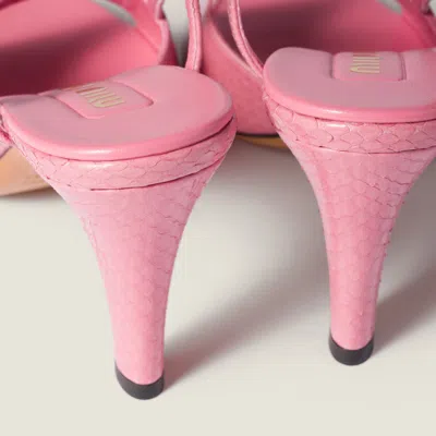 Miu Miu Ayer Snake Slingback Sandals In Pink