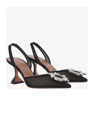 Amina Muaddi Scarpe Con Tacco Begum In Rete Nera  Donna In Black