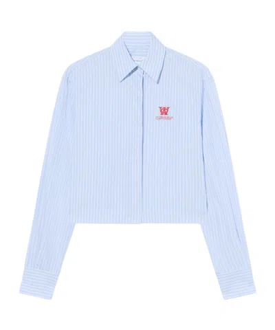 Off-white Striped Poplin Shirt In Blue