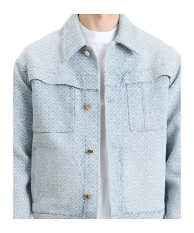 Casablanca Long-sleeved Denim Jacket In Blue
