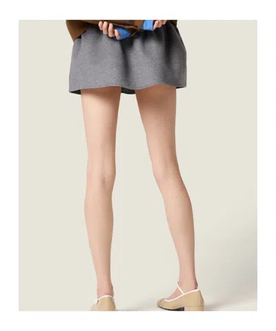 Miu Miu Drawstring Cashmere-wool Mini Skirt In Gray