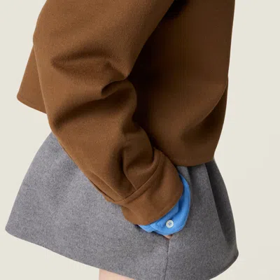 Miu Miu Drawstring Cashmere-wool Mini Skirt In Gray