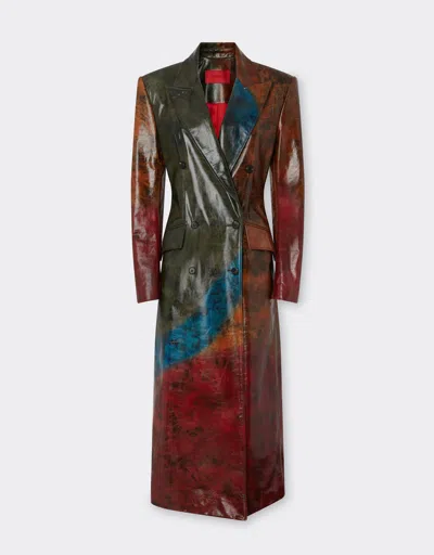 Ferrari Misted Leather Coat In Multi
