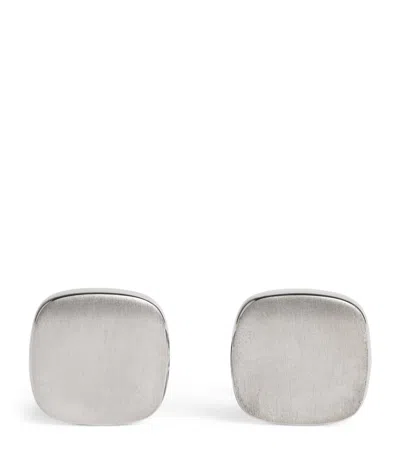 Giorgio Armani Sterling Silver Round Cufflinks In Brown
