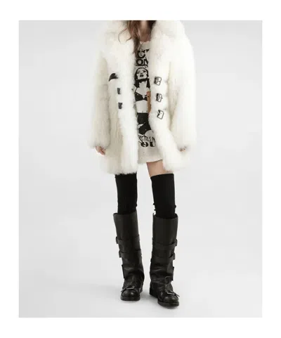 Dolce & Gabbana Women White Crew Neck T-shirt With Maxi Print On The Front In Cotton Woman In Animal Print