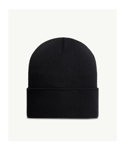 Moncler Grenoble Logo Patch Virgin Wool Beanie In Black