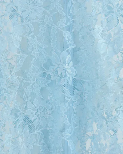 Valentino High Neck Long Sleeve Floral Lace Bodysuit In Blue