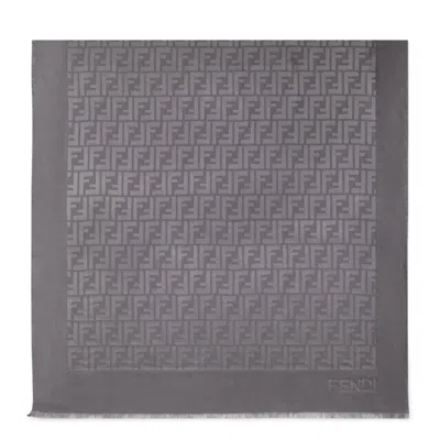 Fendi Gray Ff Silk Stole In Gray