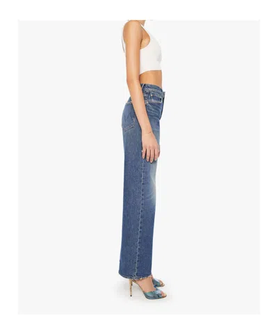 Mother Jeans The Rerun Zip Sneak With Belt Loops And Logo Embroidery On The Back In Blue Denim For Women