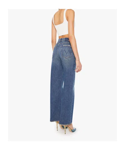 Mother Jeans The Rerun Zip Sneak With Belt Loops And Logo Embroidery On The Back In Blue Denim For Women