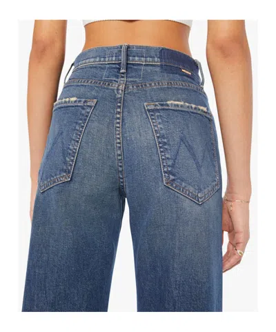 Mother Jeans The Rerun Zip Sneak With Belt Loops And Logo Embroidery On The Back In Blue Denim For Women