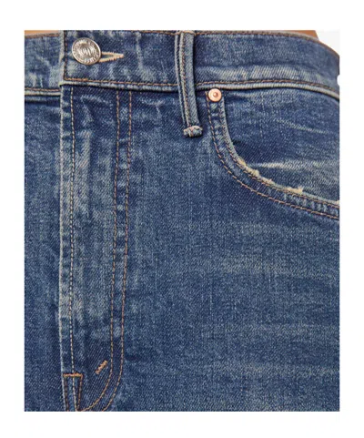 Mother Jeans The Rerun Zip Sneak With Belt Loops And Logo Embroidery On The Back In Blue Denim For Women